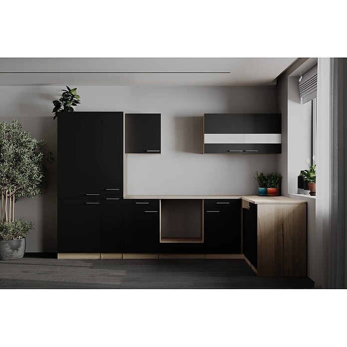 Respekta Merle Küchenleerblock (B x L: 310 x 172 cm, Schwarz, Ohne Elektrogeräte) | BAUHAUS