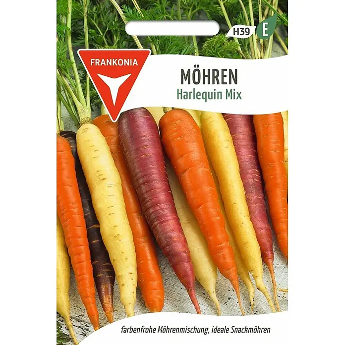 Frankonia Samen Saatgut Möhre, Harlequin Mix F1 - Daucus carota, 1,53 g - Samentüte mit farbenfrohen Harlequin Mix Möhren: orange, gelbe und violette Sorten, ideal als Snack.