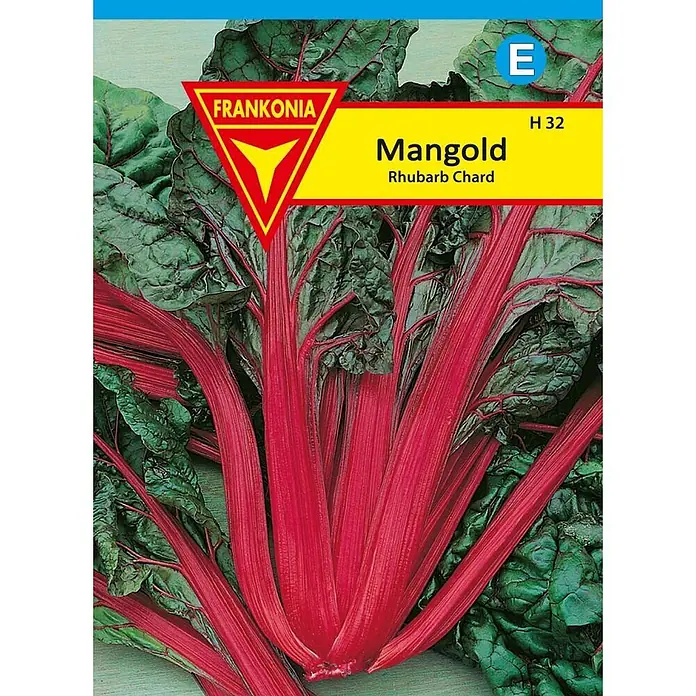Frankonia Samen Saatgut Mangold, Rhubarb Chard - Beta vugaris, 1,55 g - Lebhaft roter Rhabarber-Mangold mit breiten grünen Blättern.