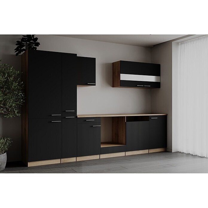 Respekta Merle Küchenleerblock (Breite: 310 cm, Schwarz, Ohne Elektrogeräte) | BAUHAUS