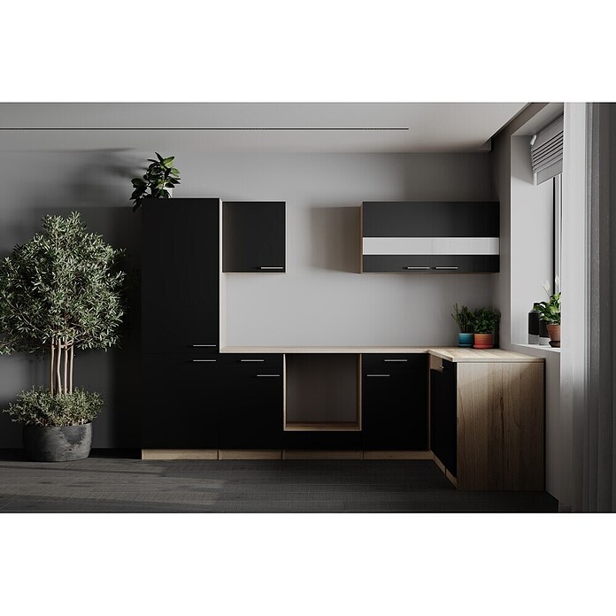 Respekta Merle Küchenleerblock (B x L: 280 x 172 cm, Schwarz, Ohne Elektrogeräte) | BAUHAUS