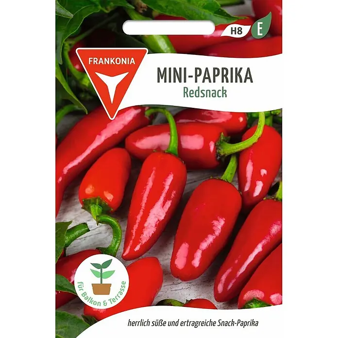 Frankonia Samen Saatgut Mini-Paprika, Redsnack - Capsicum, 1,77 g - Samentüte für Redsnack Mini-Snack-Paprika, ideal für Balkon & Terrasse.