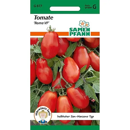 Samen Pfann  Saatgut Buschtomate, Roma