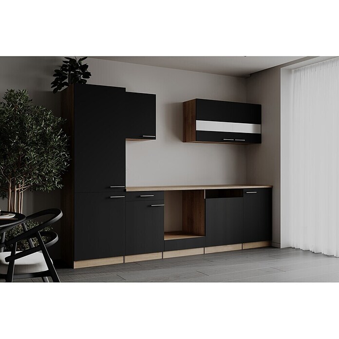 Respekta Merle Küchenleerblock (Breite: 280 cm, Schwarz, Ohne Elektrogeräte) | BAUHAUS