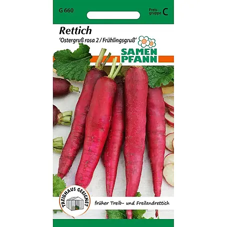 Samen Pfann  Saatgut Rettich, Ostergruß rosa 2 / Frühlingsgruß