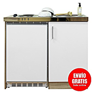 Respekta Minicocina Levin (Ancho: 100 cm, Blanco, Con placa de cocina doble)