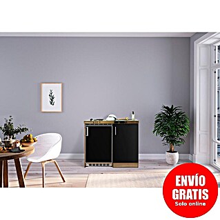 Respekta Minicocina Levin (Ancho: 100 cm, Negro, Con placa de cocina doble)