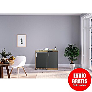 Respekta Minicocina Levin (Ancho: 100 cm, Gris, Con placa de cocina doble)