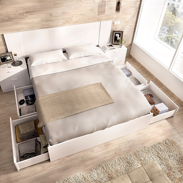 Dekit Set muebles de dormitorio Len (4 pzs., Blanco, Específico para: Colchón de 150x190 cm) | BAUHAUS