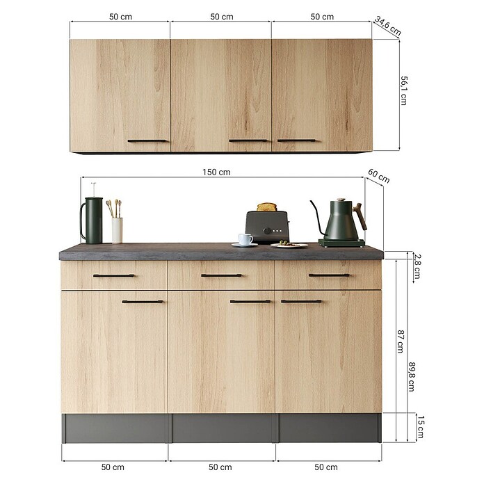 Respekta Sideboard Oliver (Breite: 150 cm, Artisan Eiche, Mit Oberschrank) | BAUHAUS