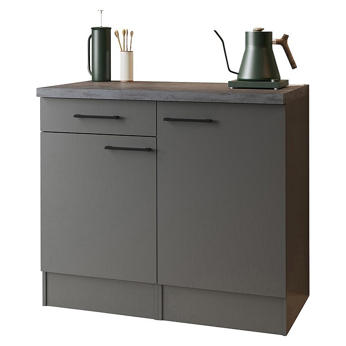 Respekta Buffetschrank Oliver (Breite: 100 cm, Grau Matt, Ohne Oberschrank) | BAUHAUS