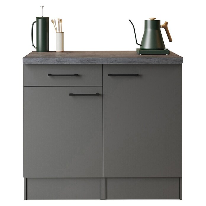 Respekta Buffetschrank Oliver (Breite: 100 cm, Grau Matt, Ohne Oberschrank) | BAUHAUS
