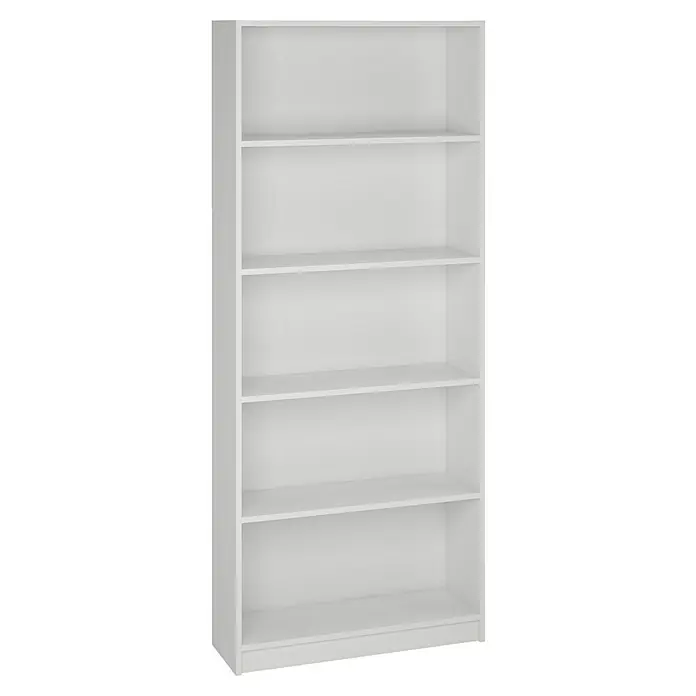 Meka Block Estantería de madera K-9450 - Al x An x Pr: 180 x 75 x 25 cm, Número de baldas: 5 ud., Atornillado, Blanco - Librería blanca con cinco estantes. La librería tiene un diseño sencillo y ofrece mucho espacio de almacenamiento para libros.