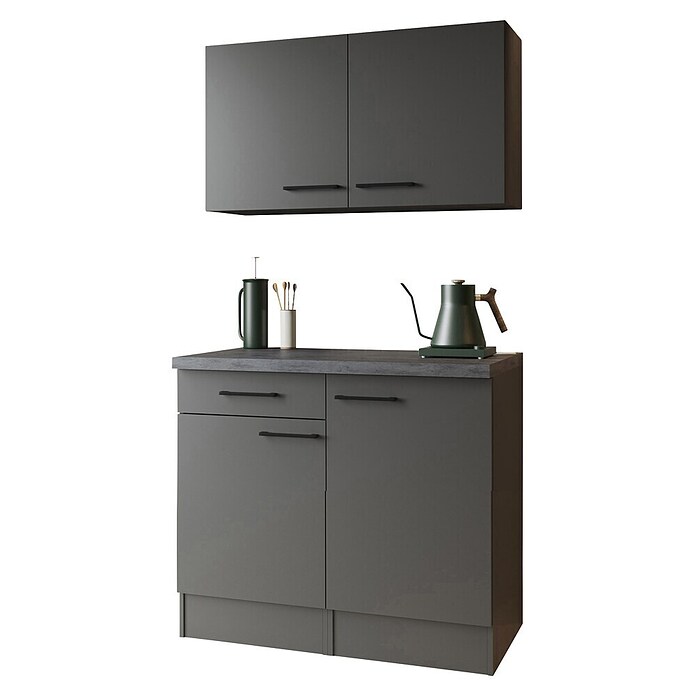 Respekta Buffetschrank Oliver (Breite: 100 cm, Grau Matt, Mit Oberschrank) | BAUHAUS
