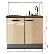 Respekta Miniküche Oliver (Breite: 100 cm, Grau, Mit Glaskeramikkochfeld) | BAUHAUS