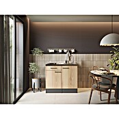 Respekta Miniküche Oliver (Breite: 100 cm, Grau, Mit Glaskeramikkochfeld) | BAUHAUS