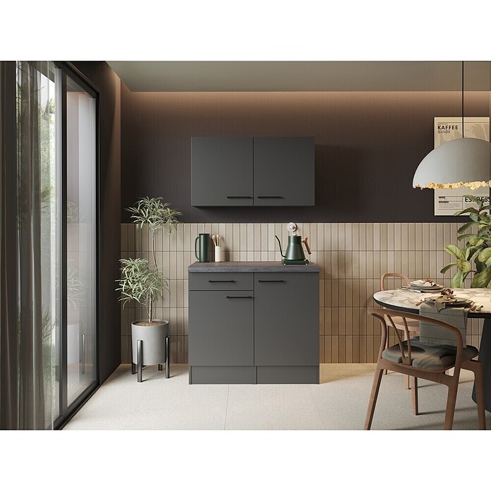 Respekta Buffetschrank Oliver (Breite: 100 cm, Grau Matt, Mit Oberschrank) | BAUHAUS