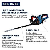 Bosch Professional AMPShare 18V Cortasetos de batería GHE 18V-60 II (18 V, Sin batería, Longitud de la cuchilla: 60 cm) | BAUHAUS