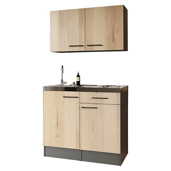 Respekta Miniküche Oliver (Breite: 100 cm, Artisan Eiche Nachbildung, Mit Duo-Kochmulde, Mit Oberschrank) | BAUHAUS