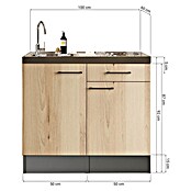 Respekta Miniküche Oliver (Breite: 100 cm, Artisan Eiche Nachbildung, Mit Duo-Kochmulde) | BAUHAUS