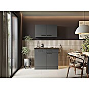 Respekta Miniküche Oliver (Breite: 100 cm, Grau, Mit Duo-Kochmulde, Mit Oberschrank) | BAUHAUS