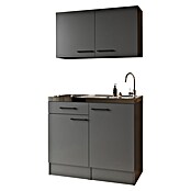 Respekta Miniküche Oliver (Breite: 100 cm, Grau, Mit Glaskeramikkochfeld, Mit Oberschrank) | BAUHAUS