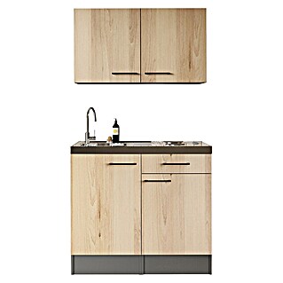 Respekta Miniküche Oliver (Breite: 100 cm, Artisan Eiche Nachbildung, Mit Duo-Kochmulde, Mit Oberschrank)