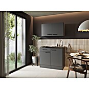 Respekta Miniküche Oliver (Breite: 100 cm, Grau, Mit Glaskeramikkochfeld, Mit Oberschrank) | BAUHAUS