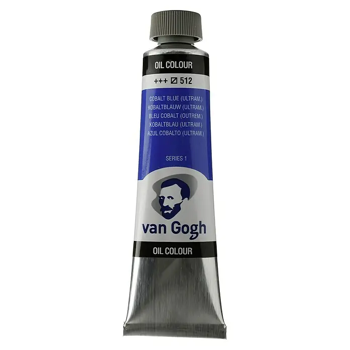 Talens Van Gogh Pintura al óleo - Azul cobalto ultramar, 40 ml, Tubo - Primer plano de un tubo de pintura al óleo Van Gogh en azul cobalto (ultramar) con la marca Van Gogh.