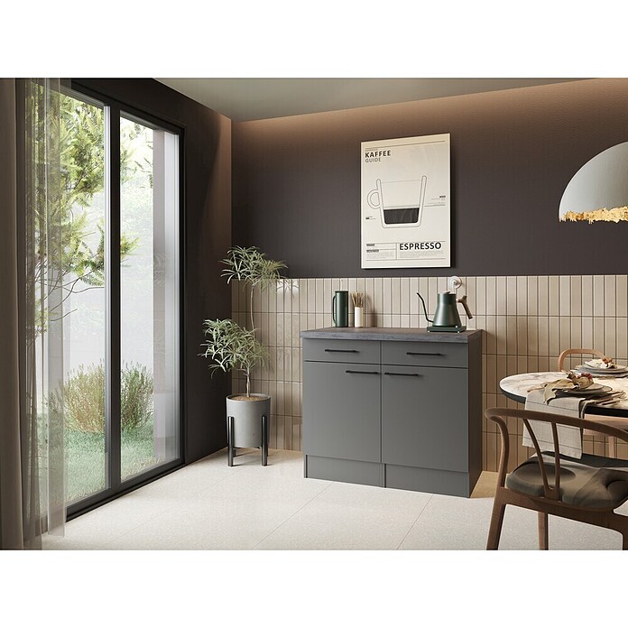 Respekta Sideboard Oliver (Breite: 100 cm, Grau Matt, Ohne Oberschrank) | BAUHAUS