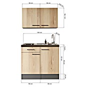 Respekta Miniküche Oliver (Breite: 100 cm, Grau, Mit Glaskeramikkochfeld, Mit Oberschrank) | BAUHAUS