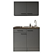 Respekta Miniküche Oliver (Breite: 100 cm, Grau, Mit Glaskeramikkochfeld, Mit Oberschrank) | BAUHAUS