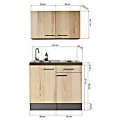 Respekta Miniküche Oliver (Breite: 100 cm, Artisan Eiche Nachbildung, Mit Duo-Kochmulde, Mit Oberschrank) | BAUHAUS