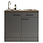 Respekta Miniküche Oliver (Breite: 100 cm, Grau, Mit Duo-Kochmulde) | BAUHAUS