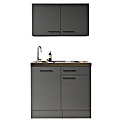 Respekta Miniküche Oliver (Breite: 100 cm, Grau, Mit Duo-Kochmulde, Mit Oberschrank) | BAUHAUS