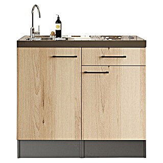 Respekta Miniküche Oliver (Breite: 100 cm, Artisan Eiche Nachbildung, Mit Duo-Kochmulde)