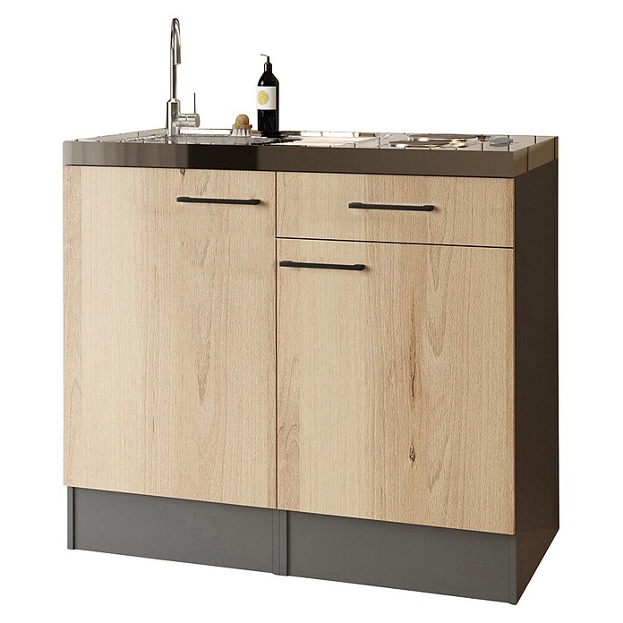 Respekta Miniküche Oliver (Breite: 100 cm, Artisan Eiche Nachbildung, Mit Duo-Kochmulde) | BAUHAUS