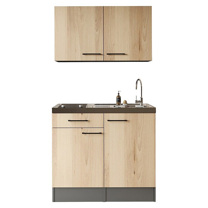Respekta Miniküche Oliver (Breite: 100 cm, Artisan Eiche Nachbildung, Mit Glaskeramikkochfeld, Mit Oberschrank) | BAUHAUS