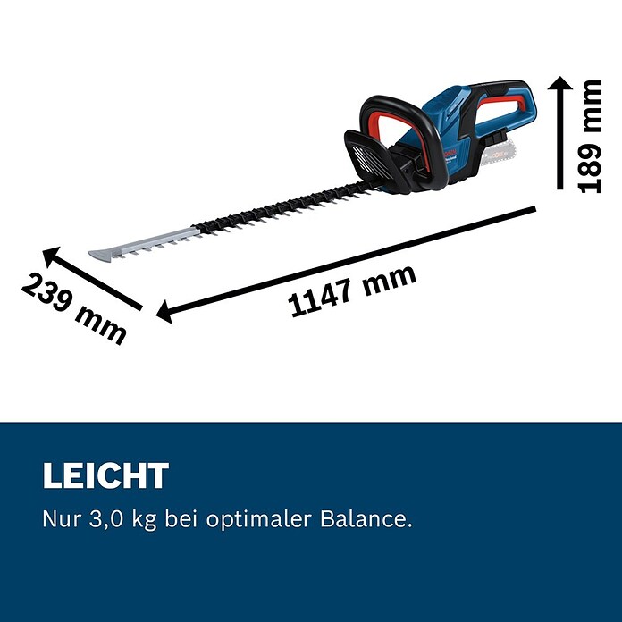 Bosch Professional AMPShare 18V Cortasetos de batería GHE 18V-60 II (18 V, Sin batería, Longitud de la cuchilla: 60 cm) | BAUHAUS