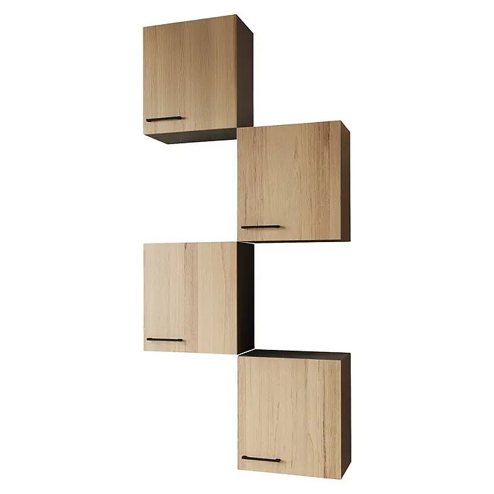 Respekta Oliver Küchen-Hängeschrank - Breite: 50 cm, Artisan Eiche - Helle Holz-Wandschränke mit schwarzen Griffen, passend für Küche oder Lagerung.