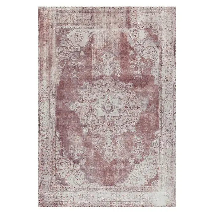 Kayoom Kurzflorteppich Vintage - Rot/Beige, 200 x 140 cm, 100 % Polyacryl - Ein Vintage-Teppich mit einem verblichenen Rosenmuster, der einen Hauch von Eleganz und Nostalgie in jeden Raum bringt.