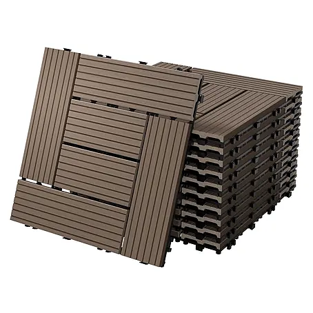 ECD Germany  Terrassenfliese Bodenbelag 2m²/22 Stück Dunkelbraun rutschfest Balkonfliesen