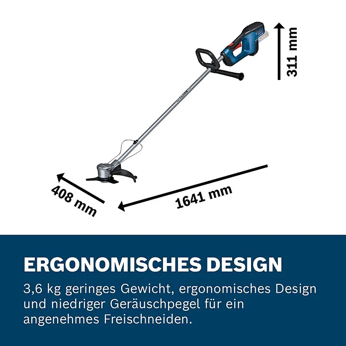 Bosch Professional AMPShare 18V Akku-Freischneider GFR 18V-23 - 18 V, Ohne Akku, Schnittbreite Messer: 23 cm - Blauer und schwarzer Bosch Akku-Rasentrimmer mit ergonomischem Design und geringem Gewicht.
