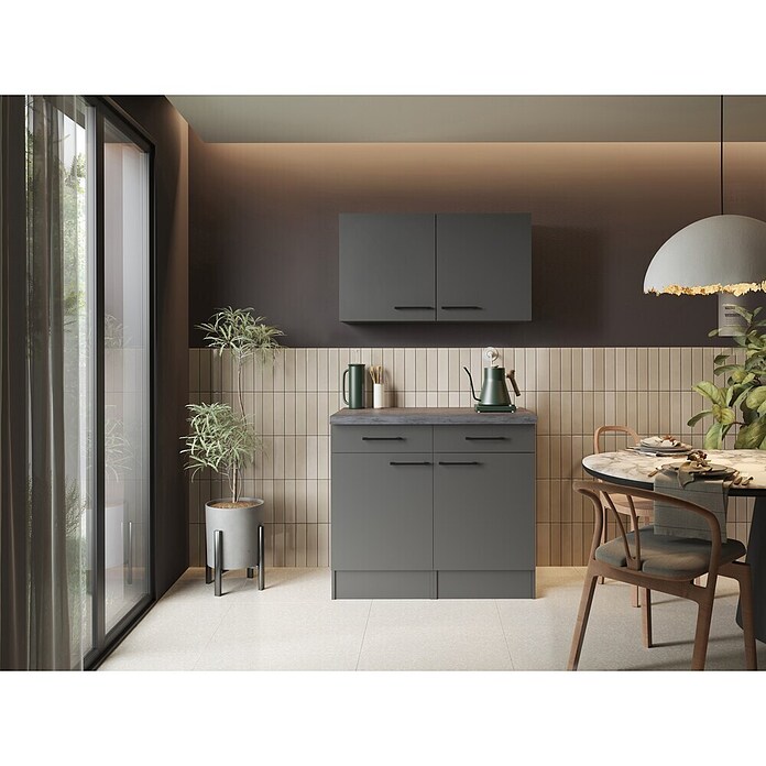 Respekta Sideboard Oliver (Breite: 100 cm, Grau Matt, Mit Oberschrank) | BAUHAUS