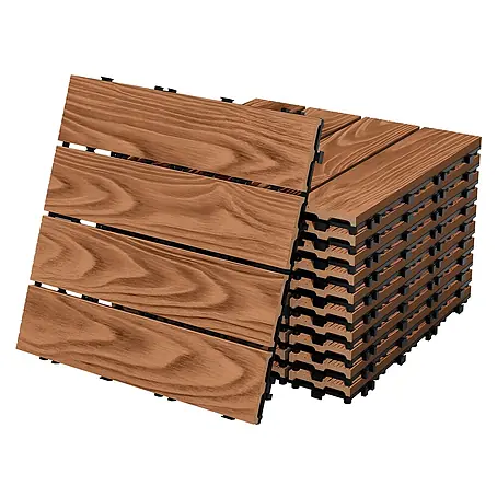 ML-Design  Terrassenfliese Bodenbelag 1m²/11 Stück Hellbraun rutschfest Balkonfliesen