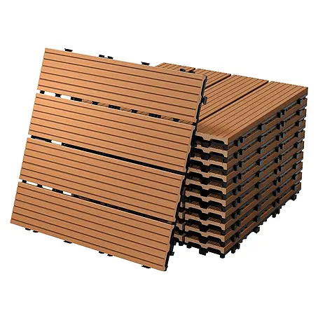 ECD Germany  Terrassenfliese Bodenbelag 2m²/22 Stück Hellbraun rutschfest Balkonfliesen