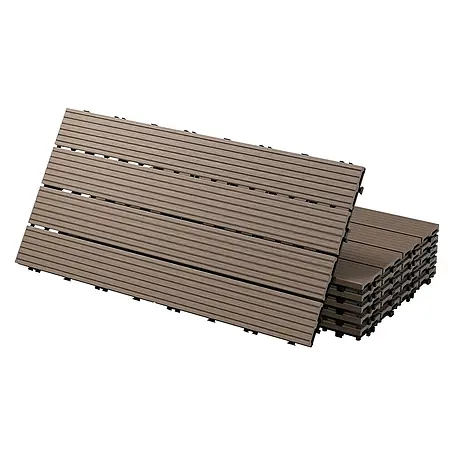 ECD Germany  Terrassenfliese Bodenbelag 2m²/12 Stück Dunkelbraun rutschfest Balkonfliesen