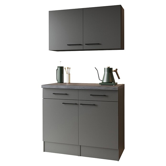 Respekta Sideboard Oliver (Breite: 100 cm, Grau Matt, Mit Oberschrank) | BAUHAUS