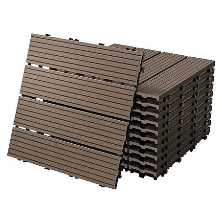 ECD Germany  Terrassenfliese Bodenbelag 5m²/55 Stück Dunkelbraun rutschfest Balkonfliesen