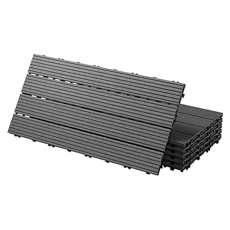 ECD Germany  Terrassenfliese Bodenbelag 3m²/18 Stück Anthrazit rutschfest Balkonfliesen